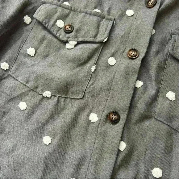 Blu Pepper | Pom Pom Button Front Shirt Jacket - Picture 6 of 8